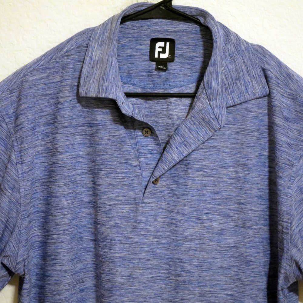FootJoy Mens Short Sleeve Golf Polo Shirt Size Large Blue With White Stripes